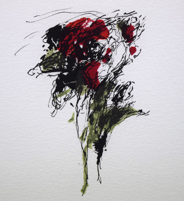 彼末宏「ばら」リトグラフ 絵画買取・販売の小竹美術