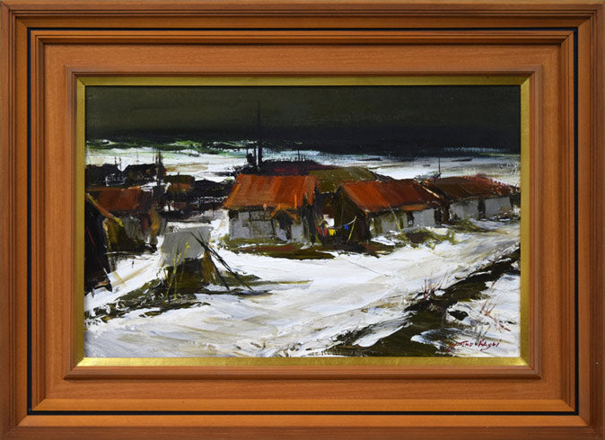 葛西四雄「北の浜」油絵・SM 絵画買取・販売の小竹美術