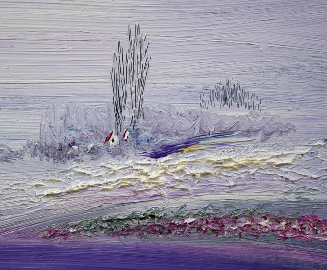 片山弘明「窓辺（北の大地）」油絵・F3号 絵画買取・販売の小竹美術