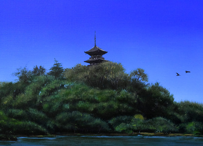 北久美子「三渓園（横浜市）」油絵・P10号 絵画買取・販売の小竹美術