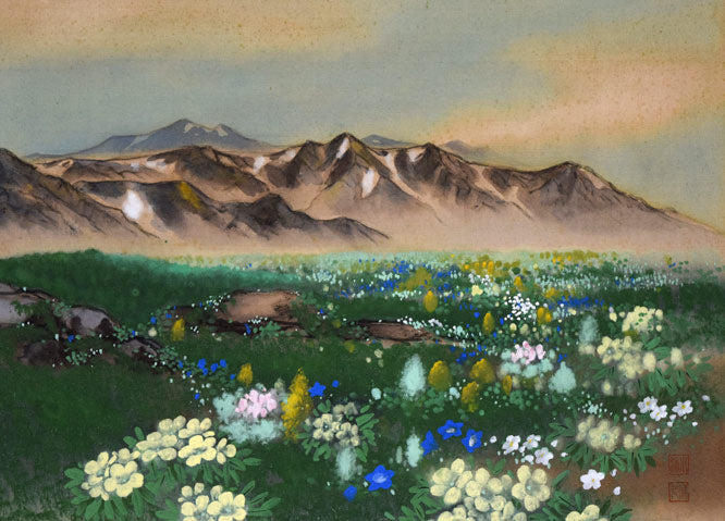 小浜亀角「大雪山風景」日本画・絹本・P8号 絵画買取・販売の小竹美術