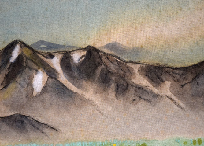 小浜亀角「大雪山風景」日本画・絹本・P8号 絵画買取・販売の小竹美術