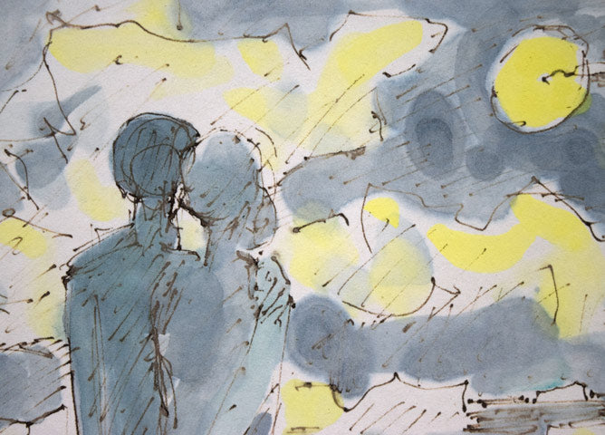 国松登「氷人」水彩画 絵画買取・販売の小竹美術