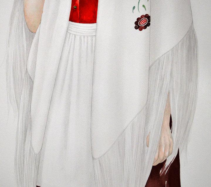 栗原喜依子「女性像」水彩画・10号 絵画買取・販売の小竹美術