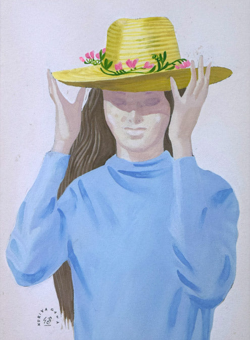 栗谷川健一「女性像」水彩画 絵画買取・販売の小竹美術