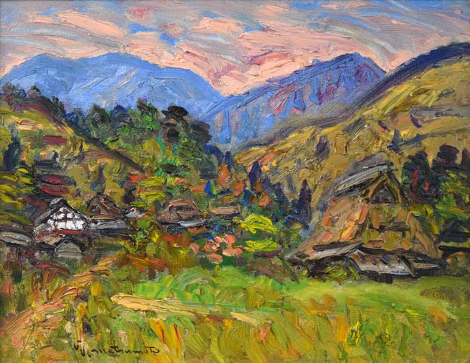 奥田郁太郎 風景 鉛筆画・水彩画 A3サイズ長野県県立美術館お買い上げ