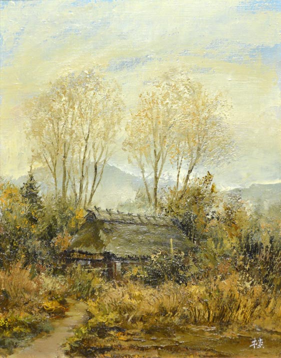 三森桂「秋風」油絵・F6号 絵画買取・販売の小竹美術