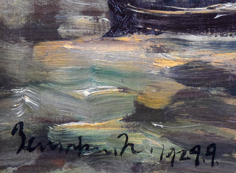 中村善策「雨後の隅田川」油絵・F4号 絵画買取・販売の小竹美術