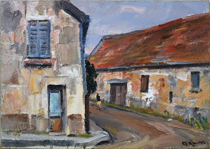 荻須高徳「イルドフランスの農場」油絵・F4号 絵画買取・販売の小竹美術