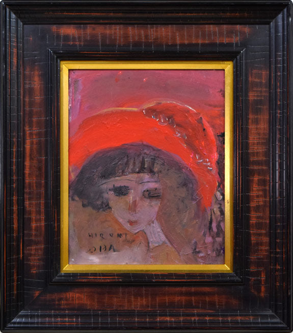 織田広喜「少女（茶額）」油絵・F3号 絵画買取・販売の小竹美術