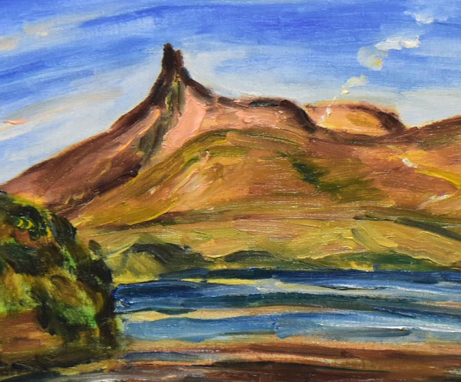 大久保泰「快晴大沼公園（函館・駒ヶ岳）」油絵・F6号 絵画買取・販売