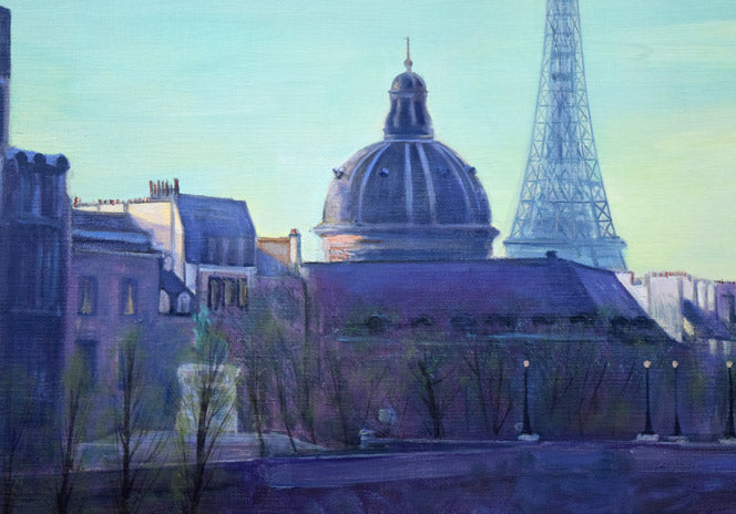 乙丸哲延「セーヌの洪水（パリ）」油絵・F20号 絵画買取・販売の小竹美術