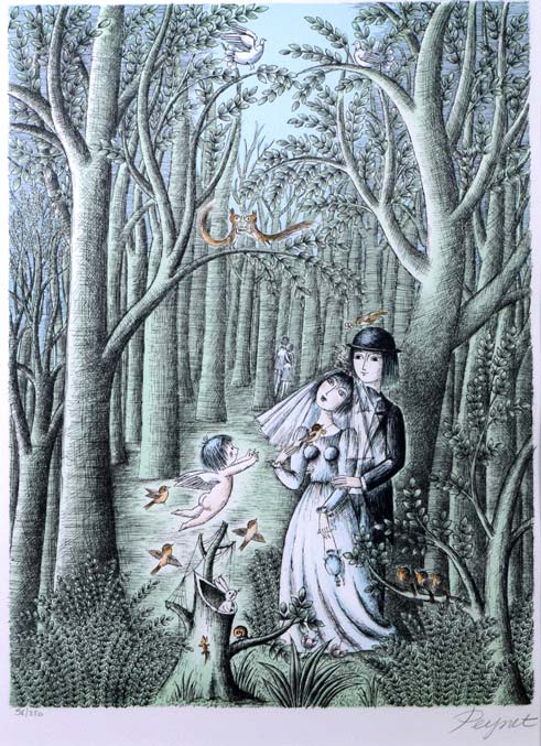 レイモン・ペイネ(Raymond Peynet)「愛のキューピッド」リトグラフ