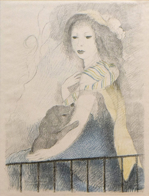 マリー ローランサン（Marie Laurencin）『バルコニーの乙女と犬