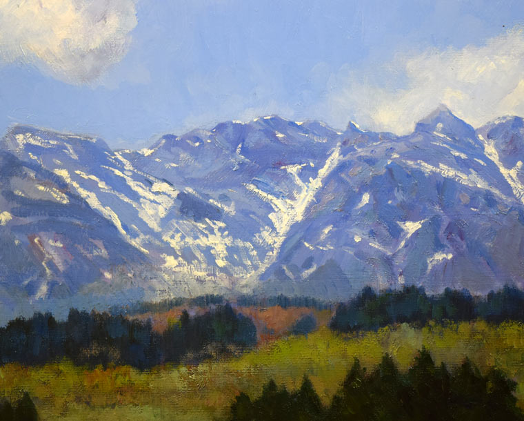 佐間田敏夫「戸隠高原の春（長野県戸隠村）」油絵・F10号 絵画買取