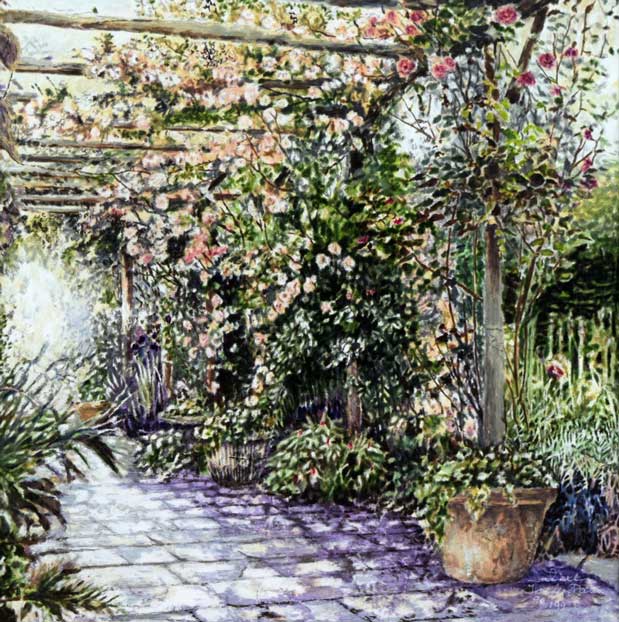 スーザン サハール（Susan SAHALL）「ガーデンパティオ」シルク