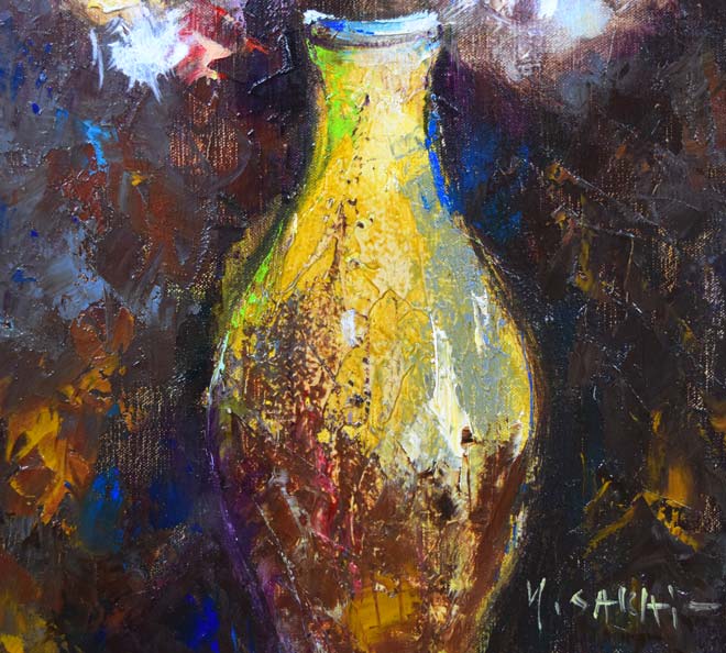 酒井健吉「花バラ」油絵・F4号 絵画買取・販売の小竹美術