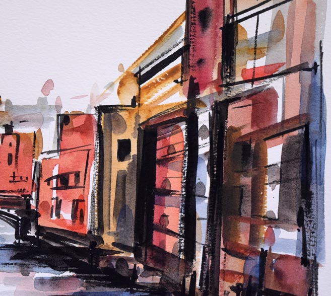 酒井芳元「ヴェネツィア」水彩画・8号 絵画買取・販売の小竹美術