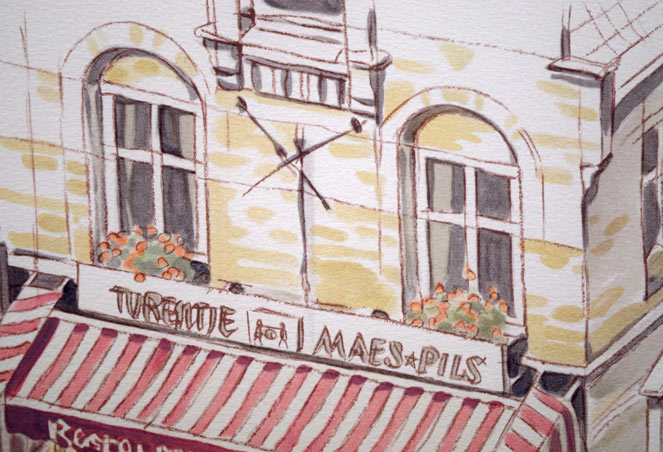 笹倉鉄平「ベルネのカフェ」リトグラフ 絵画買取・販売の小竹美術