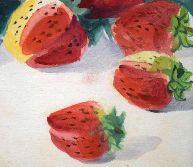 繁野三郎「苺」水彩画・色紙 絵画買取・販売の小竹美術