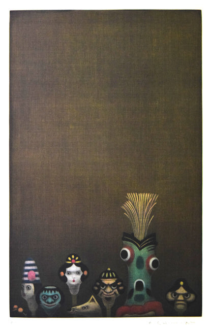 清水敦「首人形」銅版画（カラーメゾチント） 絵画買取・販売の小竹美術