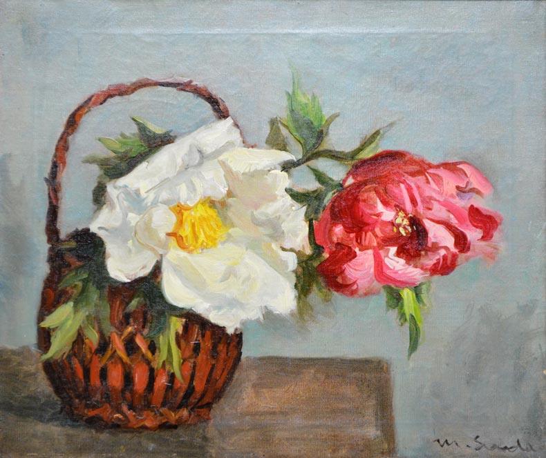 須田三代治「牡丹」油絵・F10号 絵画買取・販売の小竹美術