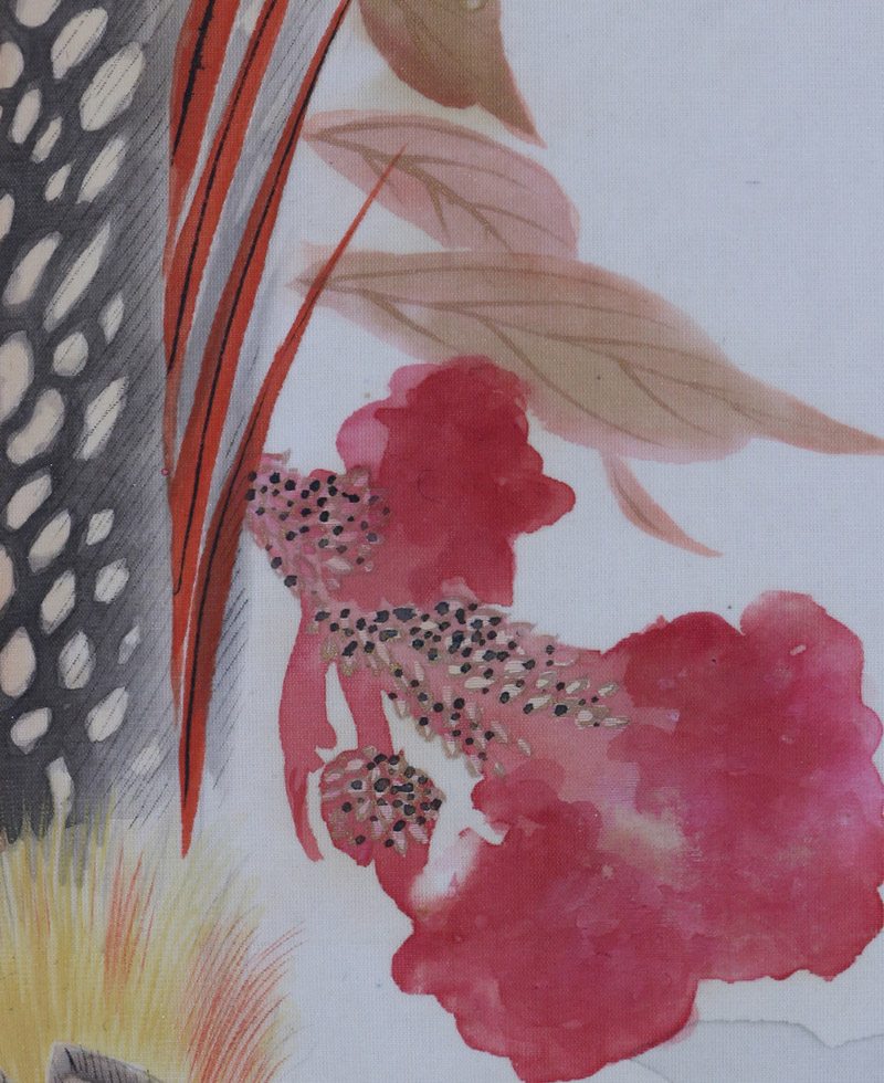 真作】掛軸 錦鶏 金鶏鳥 日本画 古画 美術掛け軸 共箱入 U111 真作