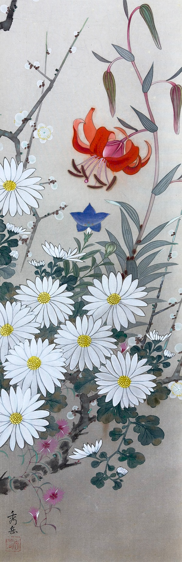 四季草花｜双幅｜新・古美術 高美堂（こうびどう）｜掛軸販売・通販