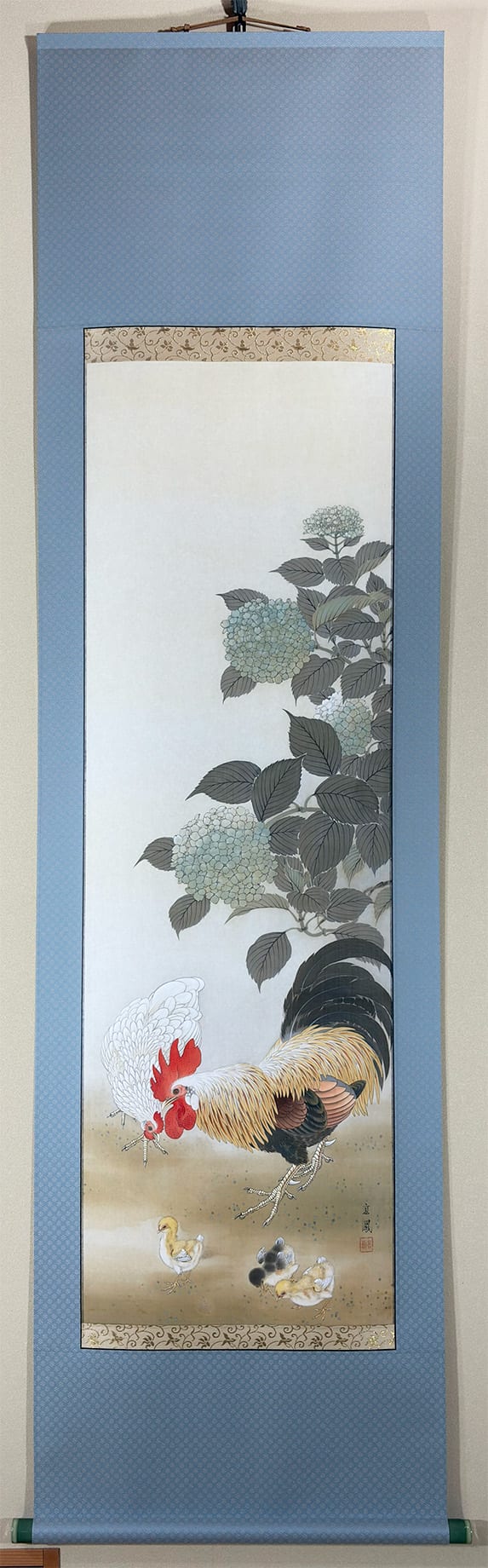 紫陽花双鶏｜新・古美術 高美堂（こうびどう）｜掛軸販売・通販・買取