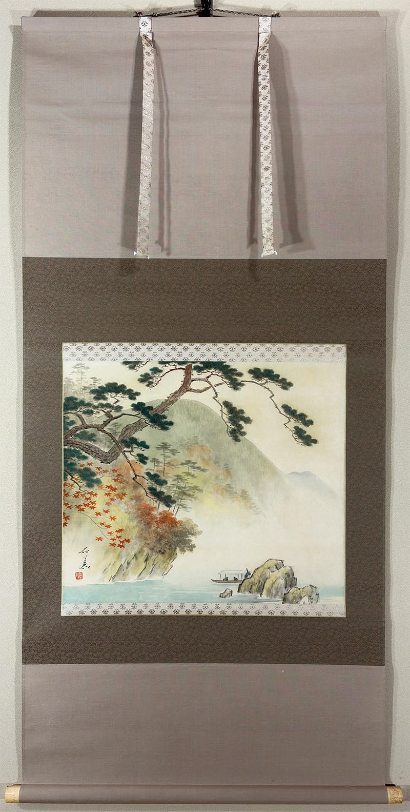 掛け軸 藤井松山 作『 能楽神舞図 』 紙本 希少 軸装 茶道具 掛軸 美品