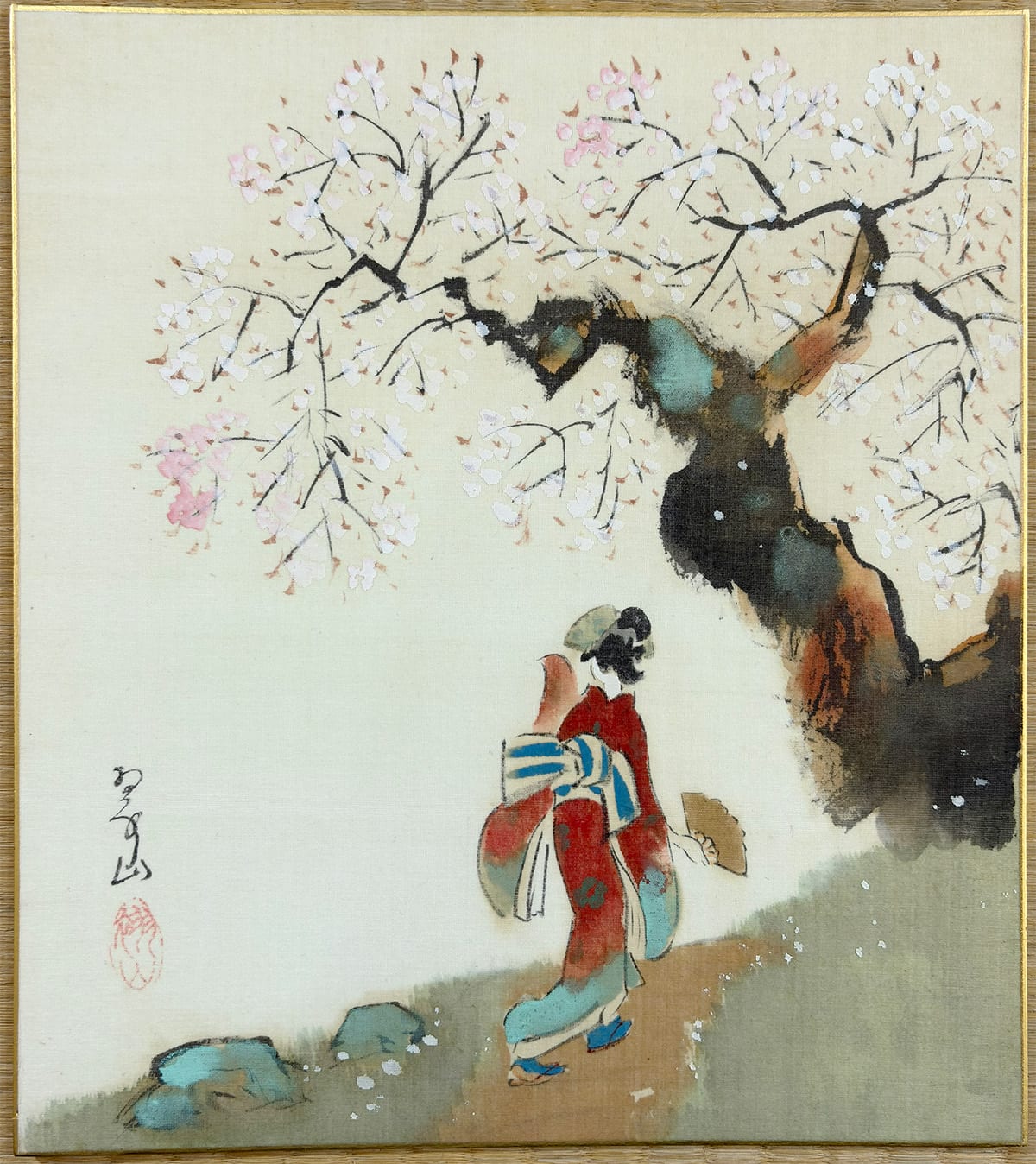 桜花美人｜色紙｜新・古美術 高美堂（こうびどう）｜掛軸販売・通販