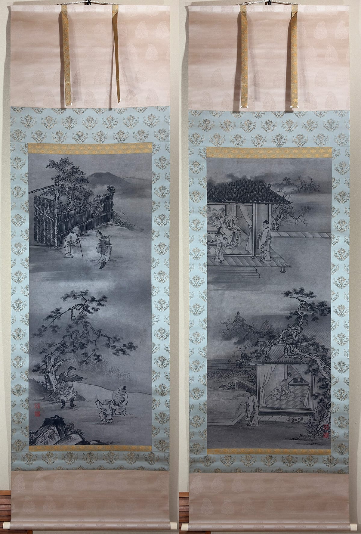 静坐訪友｜双幅｜新・古美術 高美堂（こうびどう）｜掛軸販売・通販