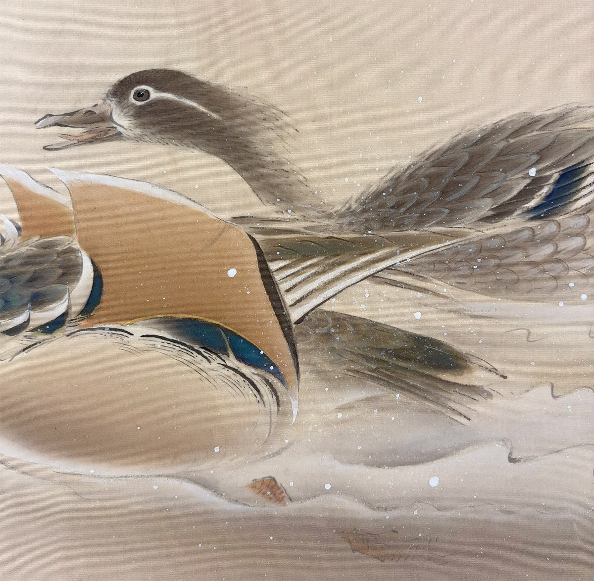 雪景鴛鴦｜まくり・未表装・大幅｜新・古美術 高美堂（こうびどう