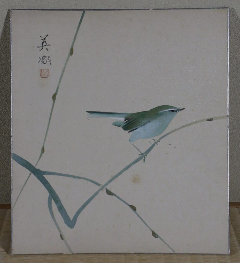芽柳に鶯｜色紙｜新・古美術 高美堂（こうびどう）｜掛軸販売・通販
