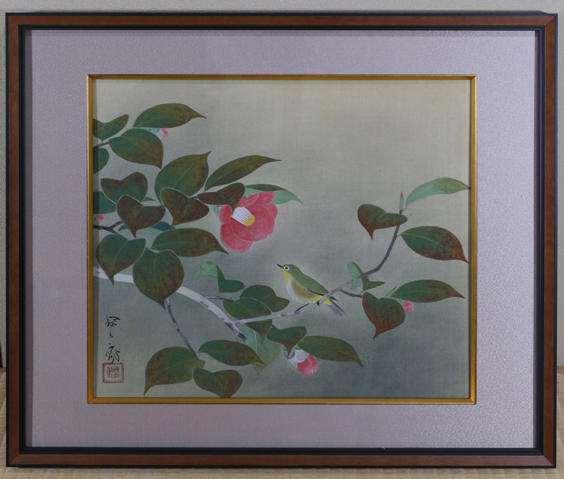 椿に小禽（約6号）｜新・古美術 高美堂（こうびどう）｜掛軸販売・通販