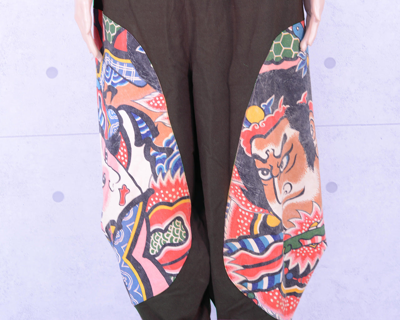 着物リメイク パンツ（ワイド） 柿渋染め木綿生地（古布：和布