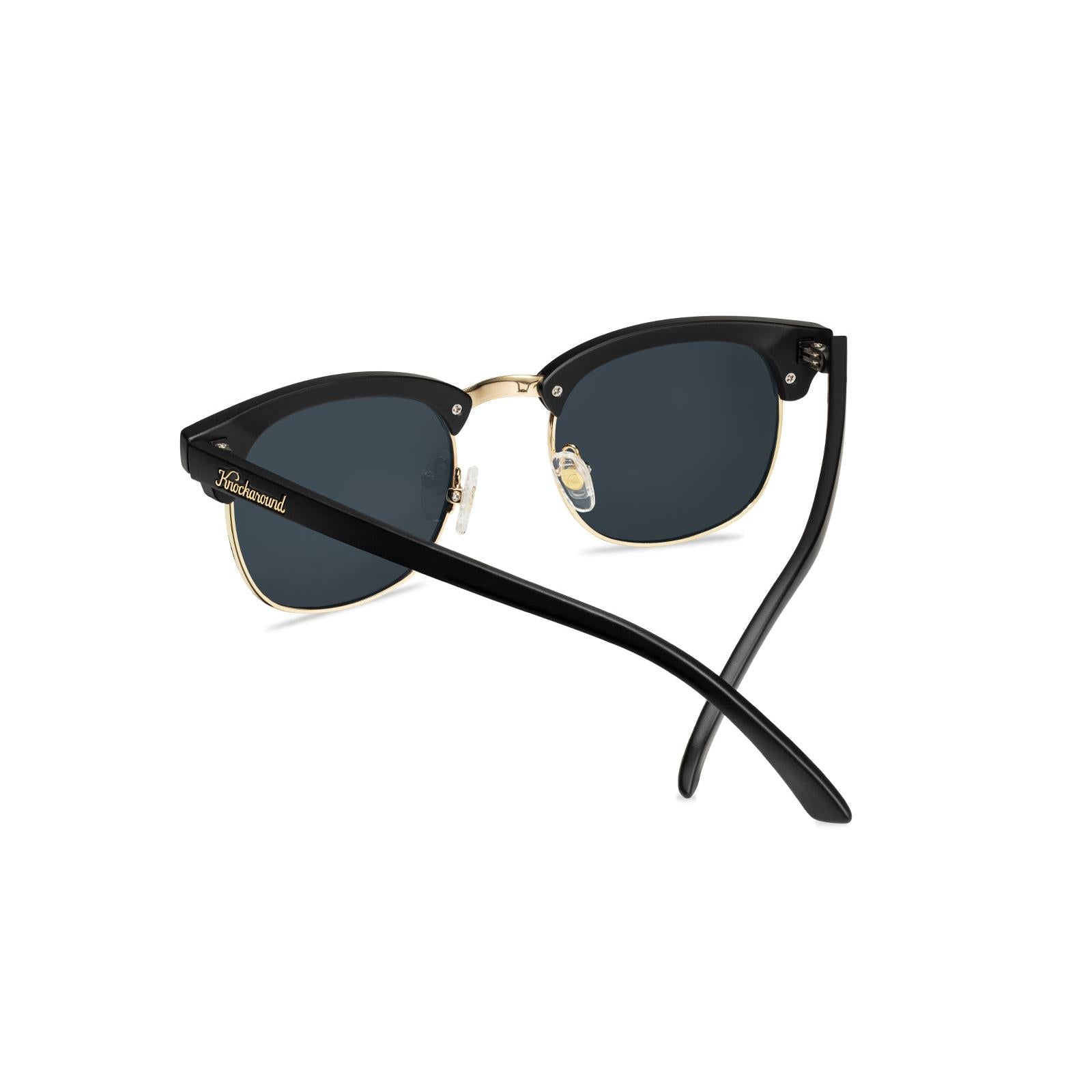 Round Trendy Retro Black Polarized Sunglasses w/ Gold Mirrored Lenses