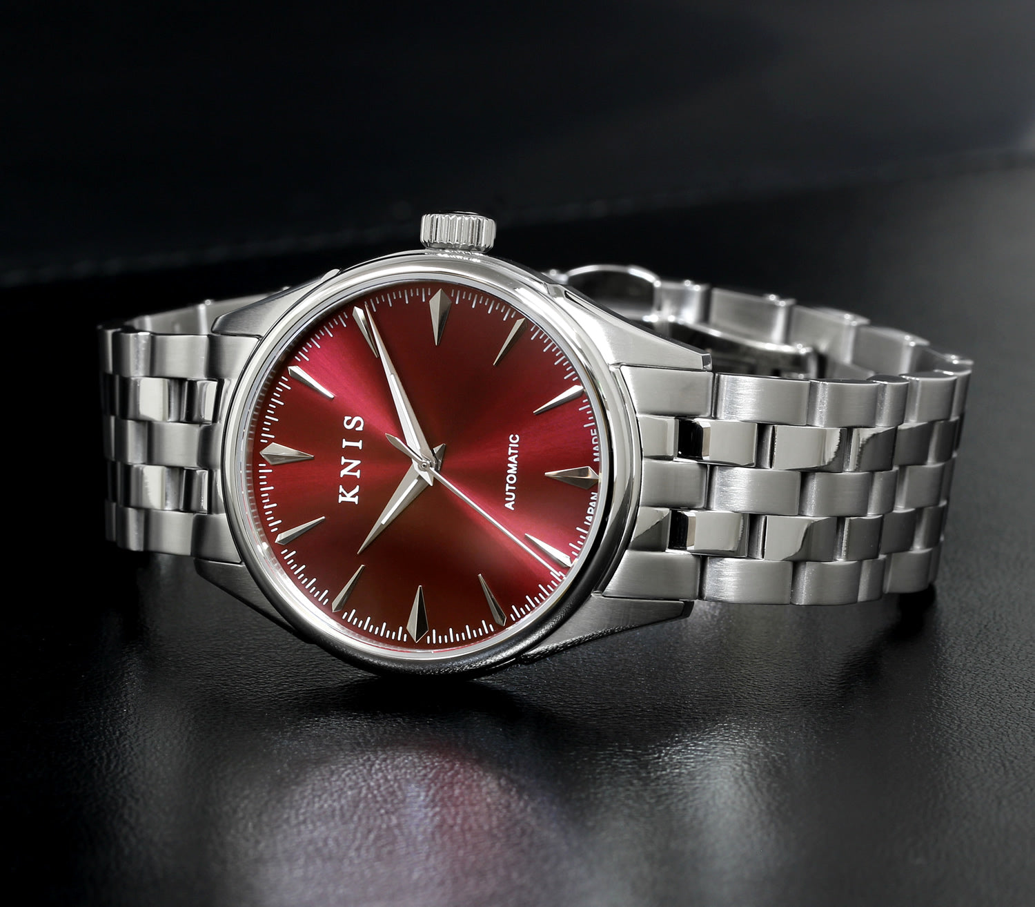 KNIS 自動巻き サンレイダイアル ワインレッド KN001-RD