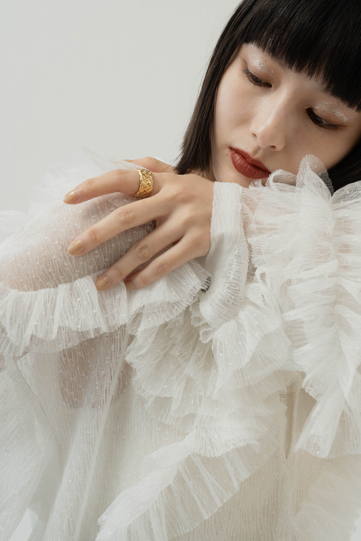 tulle design blouse/white | KNUTH MARF