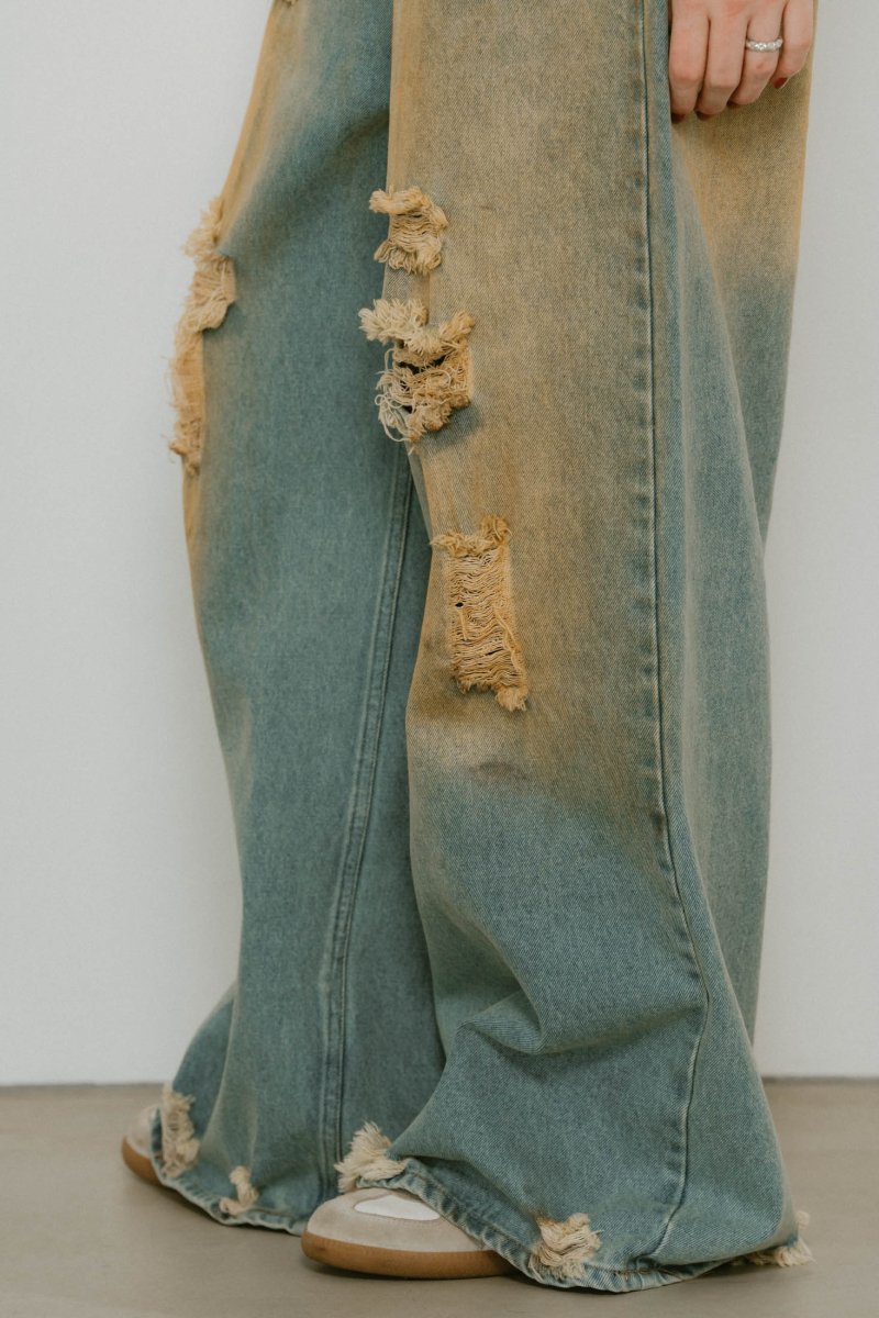 damage denim pants(unisex)/saxblue | KNUTH MARF