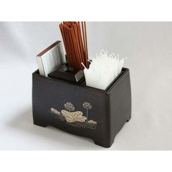 線香・ロウソク入れ 木目色 | 仏壇・位牌・神棚のなーむくまちゃん工房