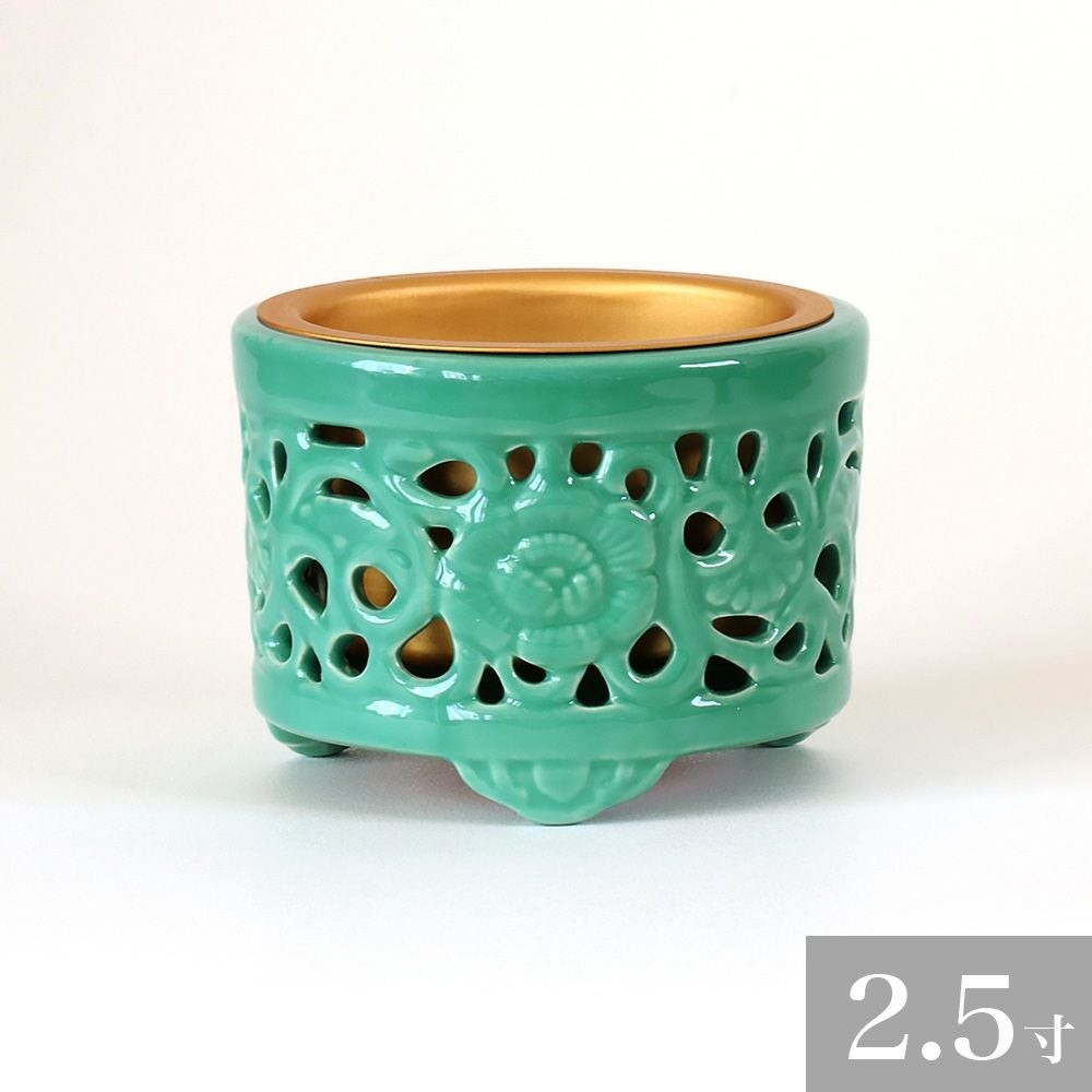 陶器 香炉 青磁 透かし香炉 4寸 香炉 仏具 | 仏壇・位牌・神棚のなー