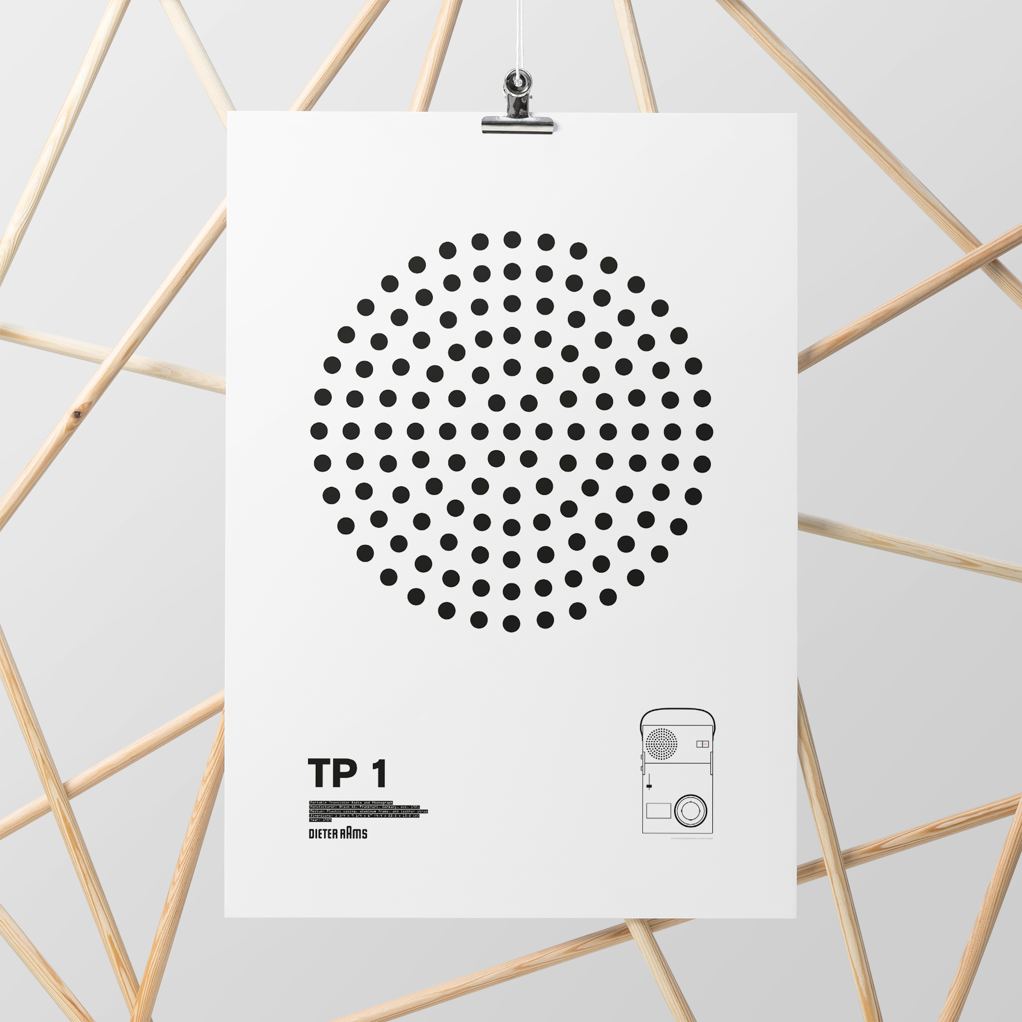 Braun TP1 Portable Transistor Radio and Phonograph Illustration