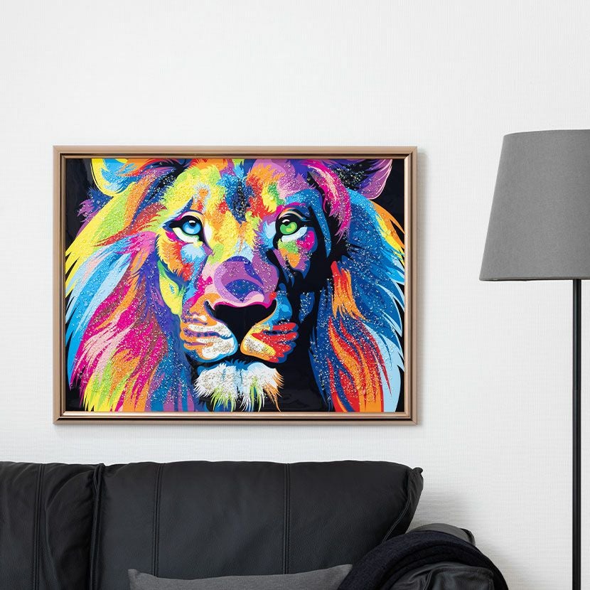 幅86cm クリスタルアート インテリア雑貨 ライオン 動物 アートパネル