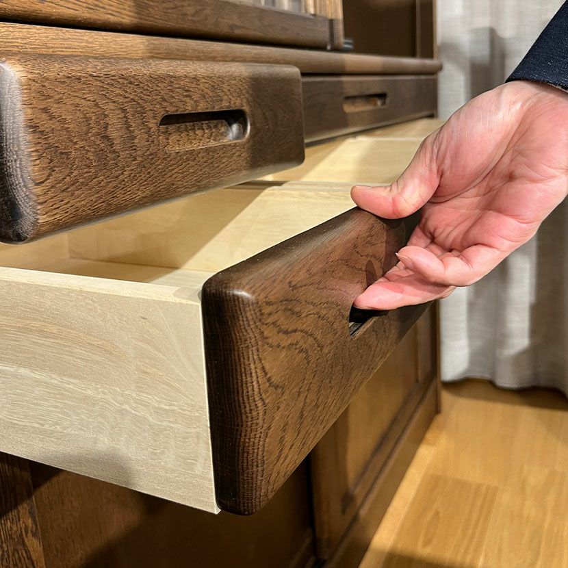 設置無料】浜本工芸 幅125cm No.1800 食器棚 日本製 木製 天然木 ナラ