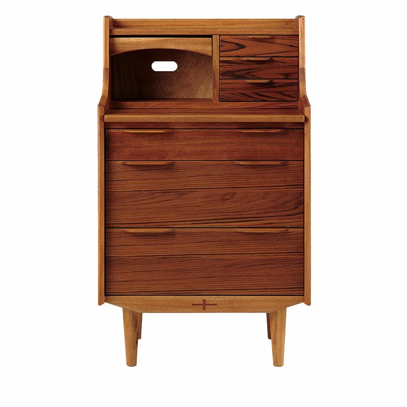 ライティングビューロー 木製電話台 引き出し付き ブラウン