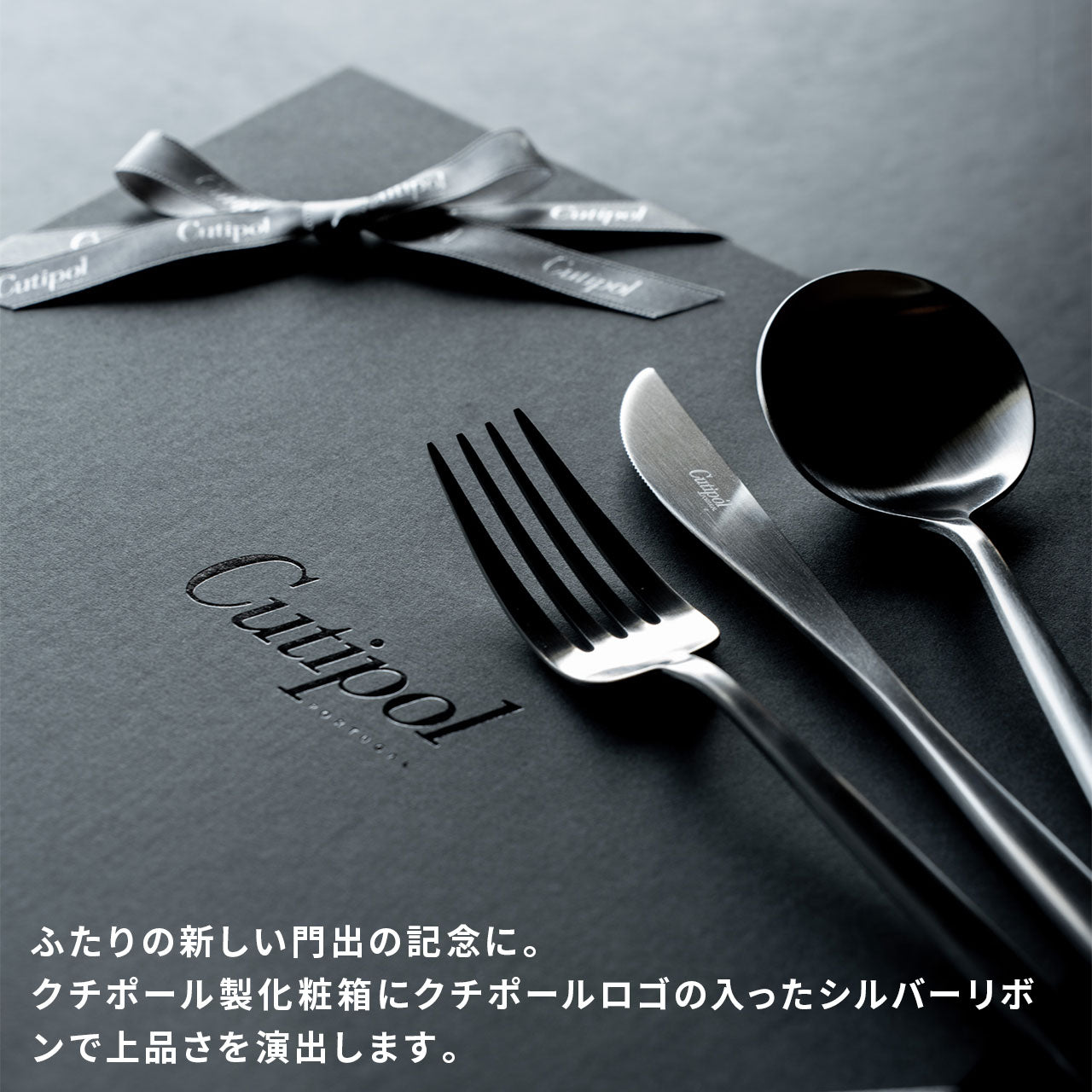 クチポール MOON/ムーン ディナー 6本 ギフトセット マットシルバー 黒