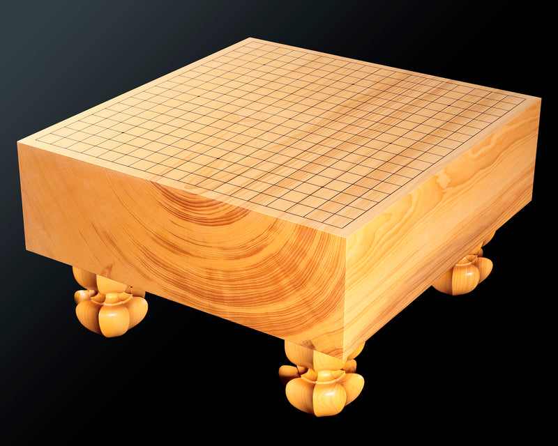 天然木 囲碁盤 蛤碁石 脚付へそ有り 布カバーと桐箱付き