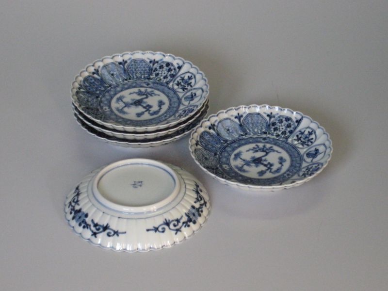 5号菊型皿揃 丸紋松竹梅図 - 九谷焼 五彩堂