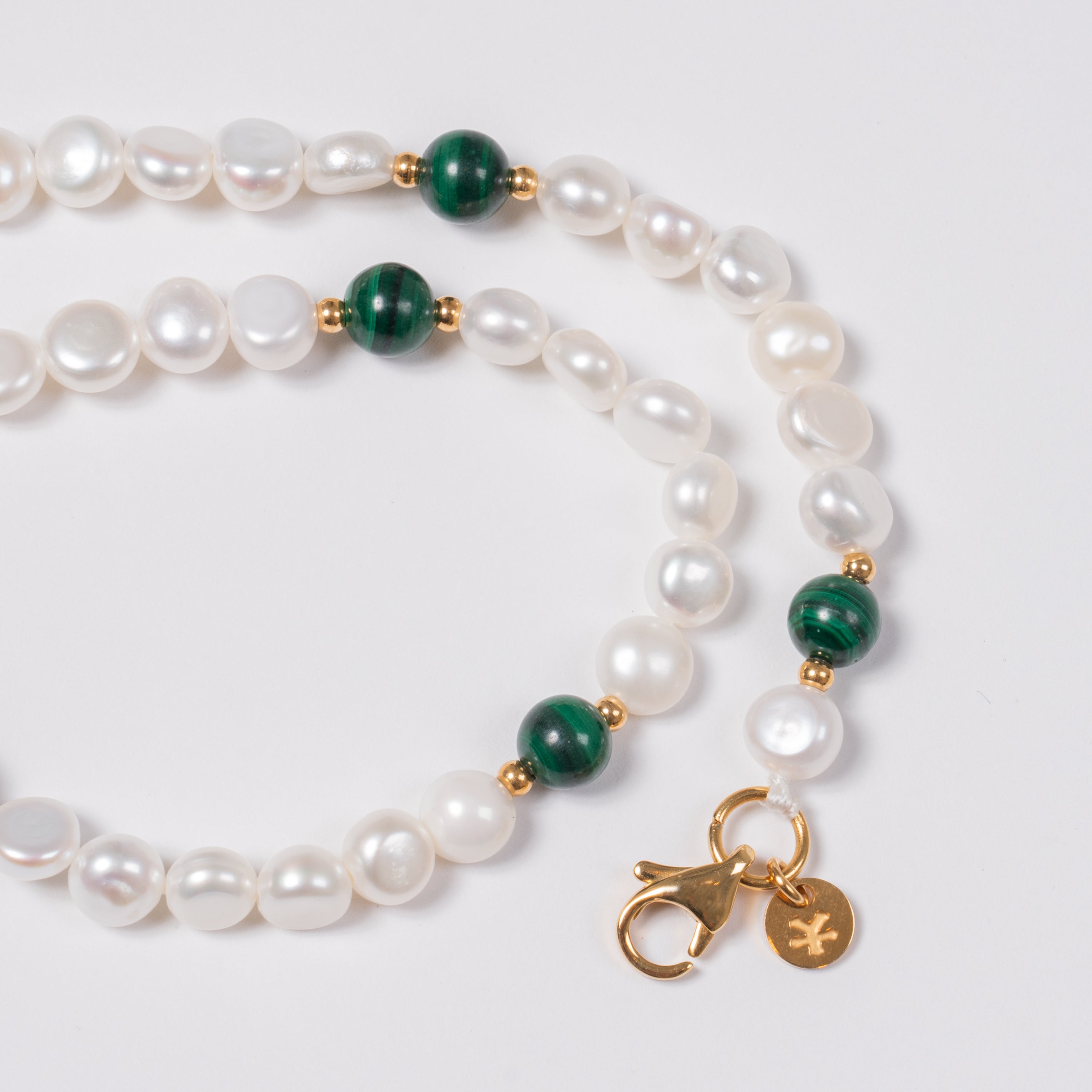 Malachite Real Pearl Necklace (Gold) – KY9 JM